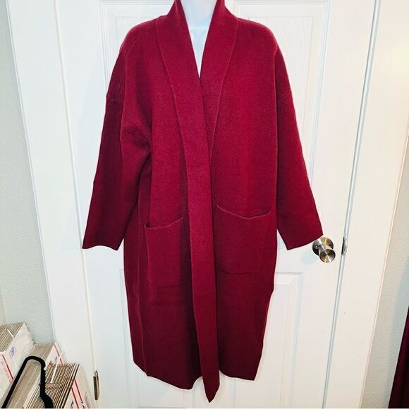 Red Dress Boutique Lush Long Sleeve In My Cozy Era Oxblood Red Midi Cardigan M - Picture 4 of 12